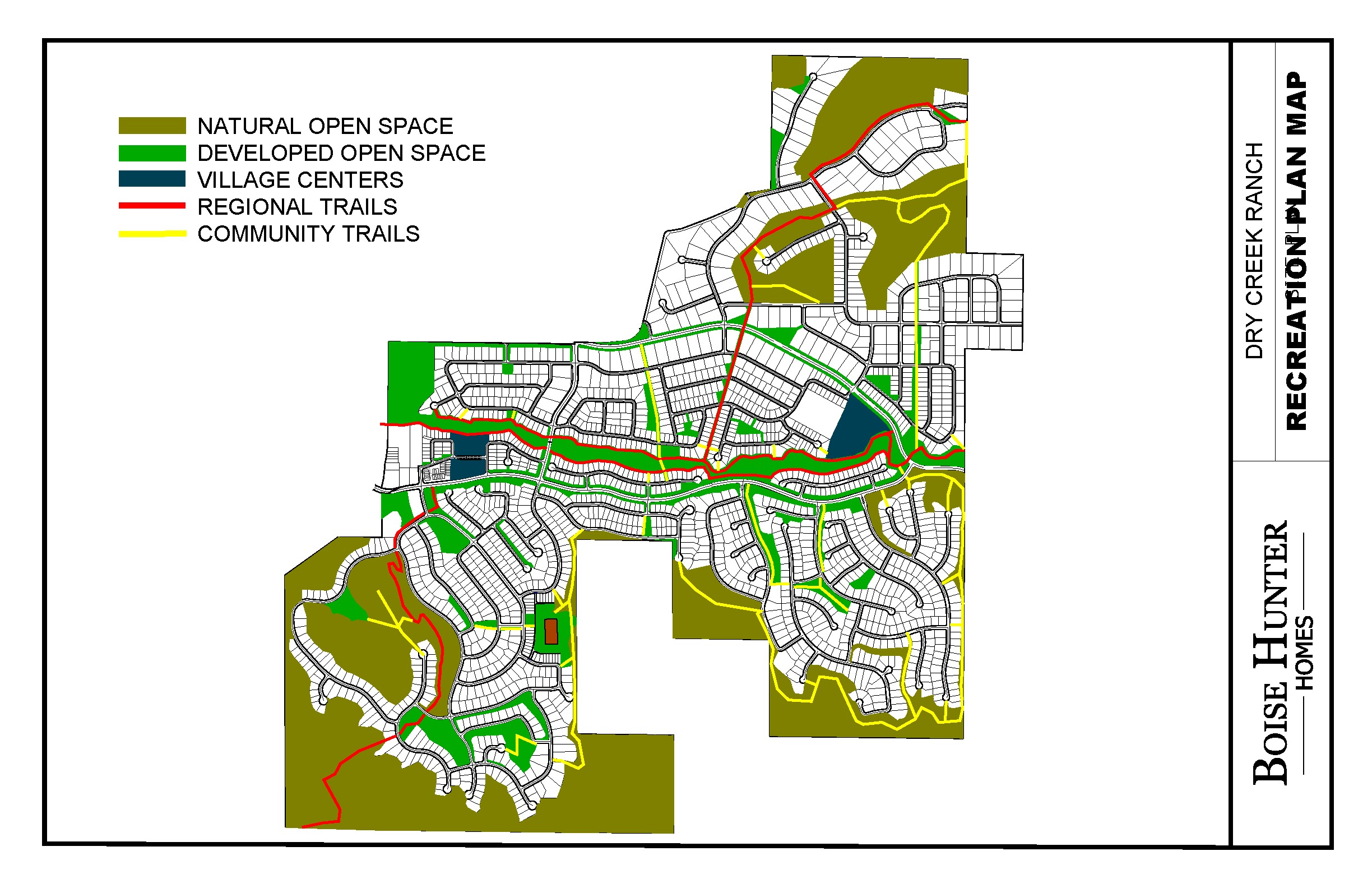 Ada County Dry Creek Ranch conceptual recreation plan map showing planned trail corridors and recreation areas