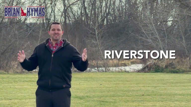 Brian Hymas standing at Riverstone during his January 2024 Eagle neighborhood tour